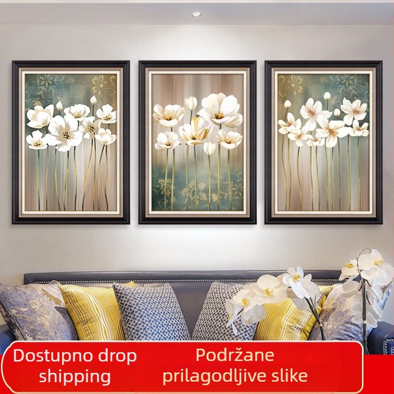 5D dijamantni set za slikanje, 3-panelni prikaz za dnevni boravak, moderan minimalistički stil, križni bod