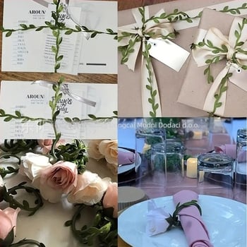 Dongcai poliesterna traka s uzorkom lista – za vjenčanja i darove, DIY ručni radovi, buketi, pakiranje poklona, kućna dekoracija