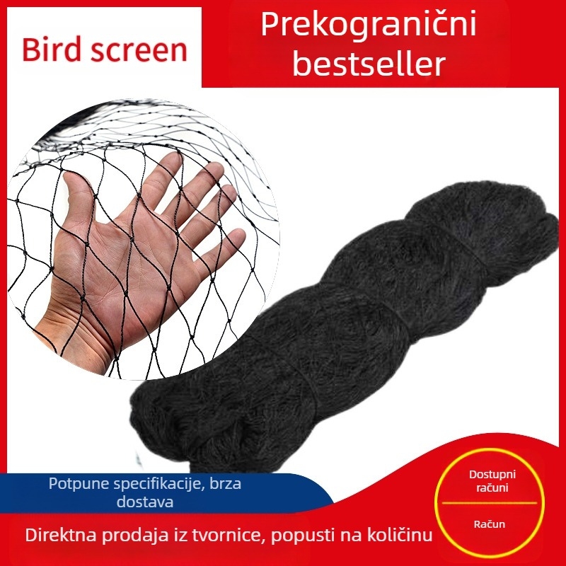 Crna najlonska višestruka mreža za zaštitu ptica za poljoprivredu, usjeve i ribnjake (trodijelni set)