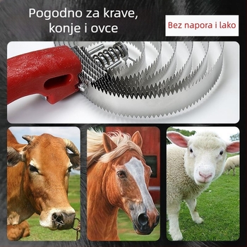 Set češljem za njegu krave i konja: masažni češalj, nazubljeni češalj i četka za čišćenje konjske dlake