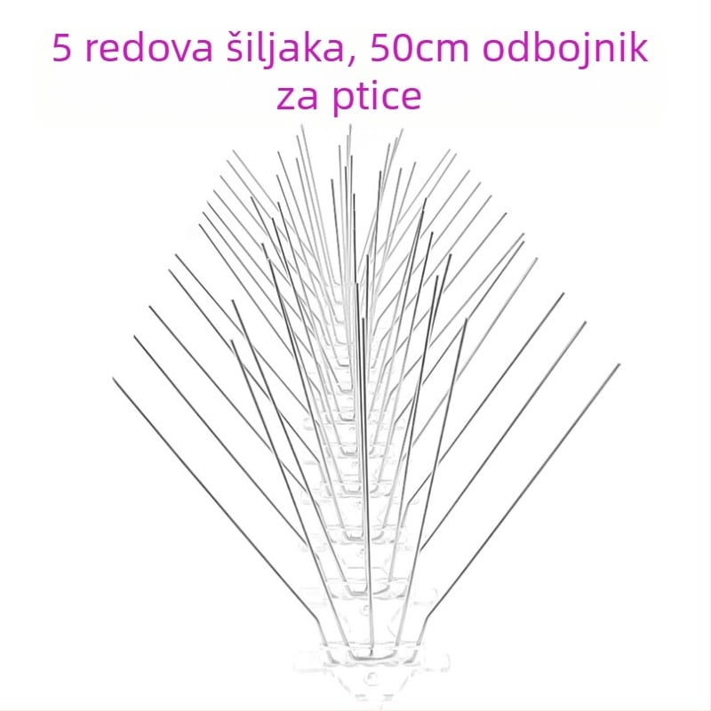 MZK-698 Nehrđajući čelični balkonski štitnici protiv penjača za mačke i ptice, 5 redova, 60 bodlji; Marka MZK; Nije uvezeno; Bez prilagodbi.