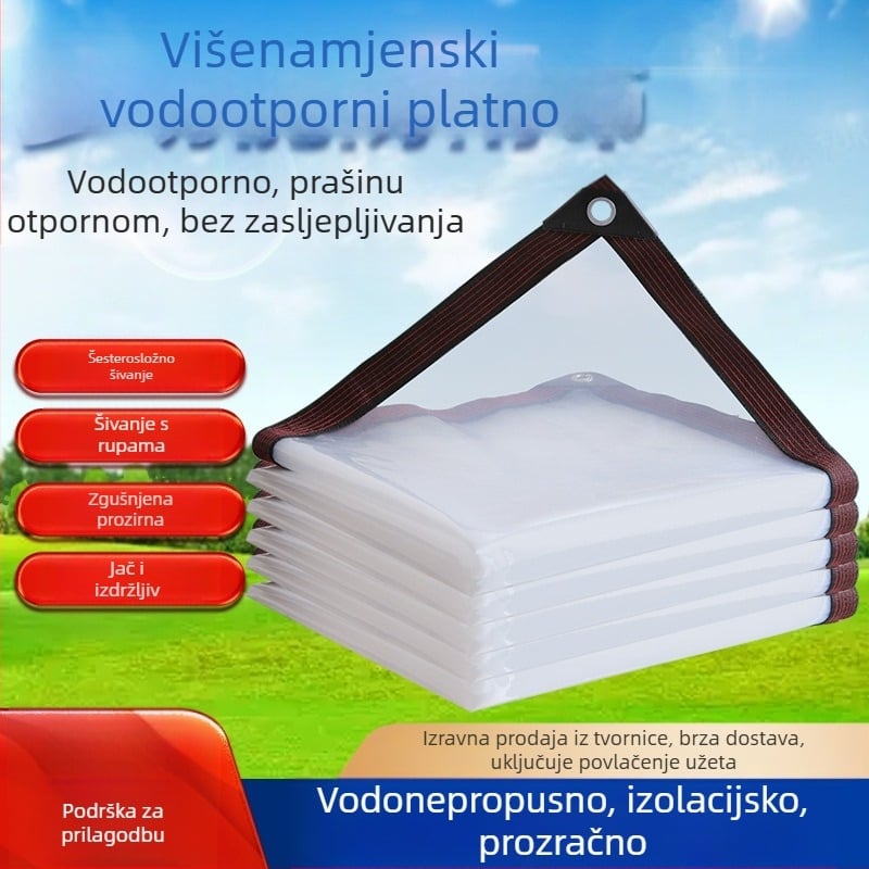 Višestruka prozirna PE kiša zaštitna plachta s mat završnom; otporna na vjetar i kišu; propušta svjetlo i izolira od hladnoće; moguć otisak logotipa; prilagodba