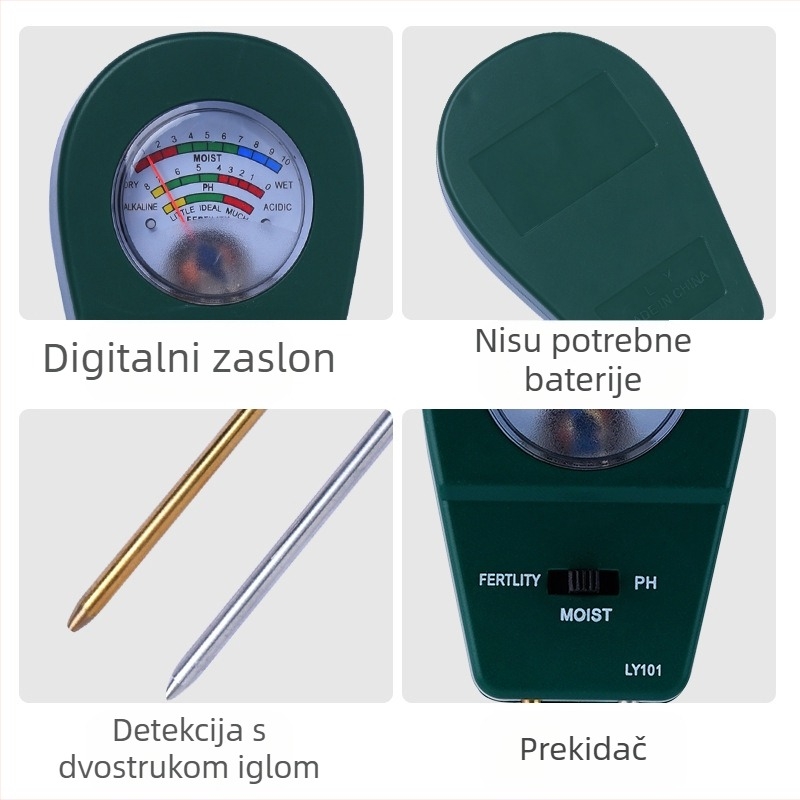 Ambition LY101 Detektor tla za hortikulturu — pH tester i mjerač vlage, NPK mjerenje