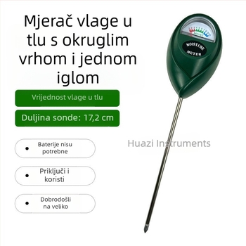 Prijenosni mjerač vlage tla za vrt s okruglom glavom – profesionalni senzor s jednom iglom