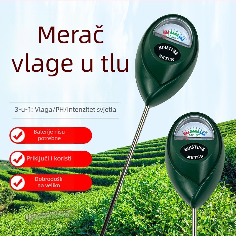 Prijenosni mjerač vlage tla za vrt s okruglom glavom – profesionalni senzor s jednom iglom