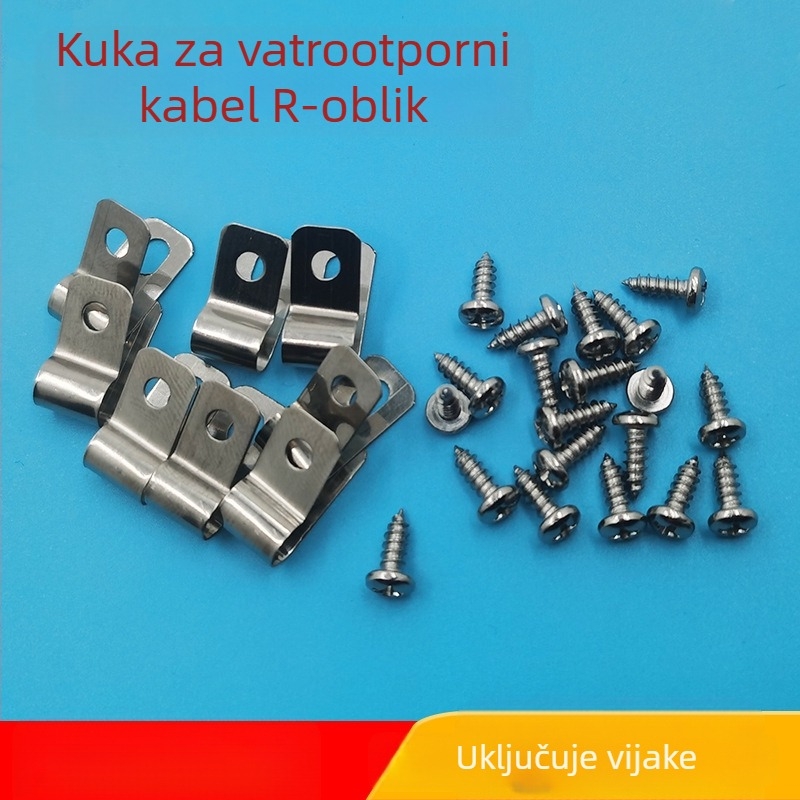 On Force 304 nehrđajući čelik, R-tip držač za žice, za uzemljenje i vatrootporne kablove, upravljanje kabelima, dizajn s jednim cijevima, raspon 3–20