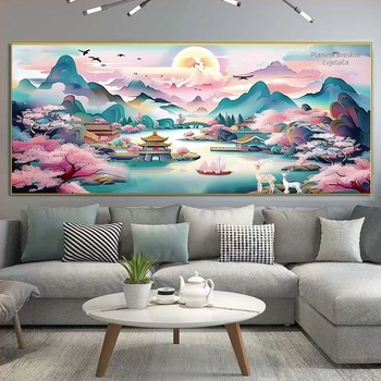 Križni šav komplet Mona Lisa – krajolik na pamukovom platnu, 11CT