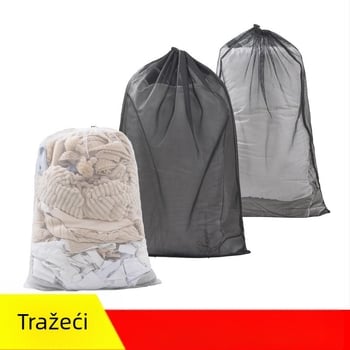 Prevelika vrećica za pranje s vrpcom i dvostrukom mrežom (finom i grubom) za njegu odjeće, zavjesa i deka — Poliester, Tianlu