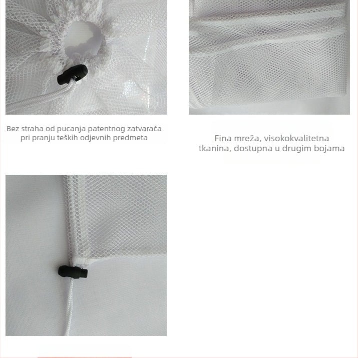 Prevelika vrećica za pranje s vrpcom i dvostrukom mrežom (finom i grubom) za njegu odjeće, zavjesa i deka — Poliester, Tianlu