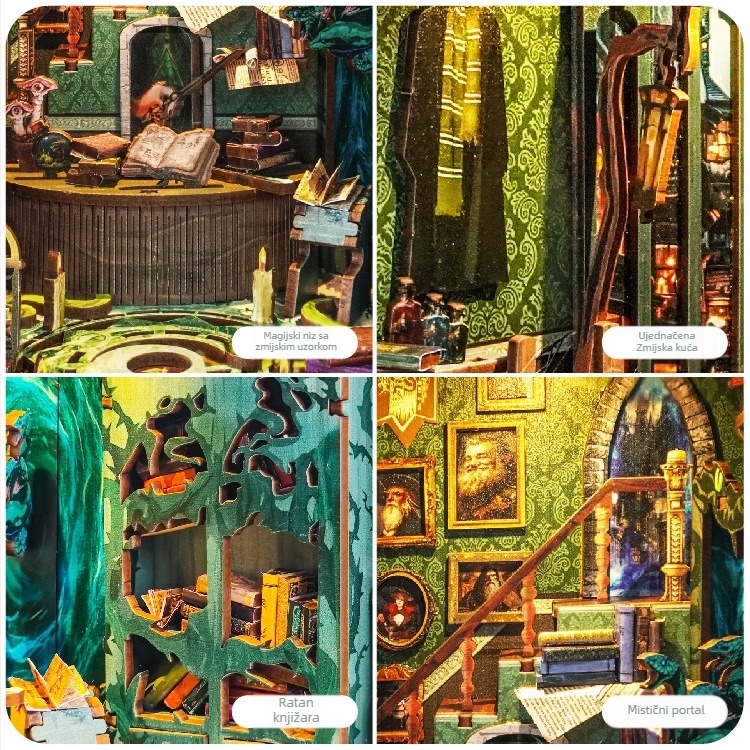 Drveni DIY kućni-puzzle nosač za knjige – Ručno izrađeno Whale Sky, Porijeklo Fujian, Za uzrast 15–35