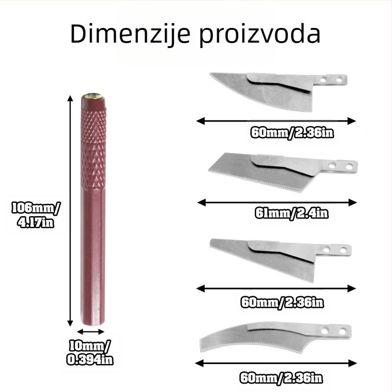 Mala ručna pila s kosim rubom i lukom rubom – uključuje 4 različite oštrice za DIY rezanje