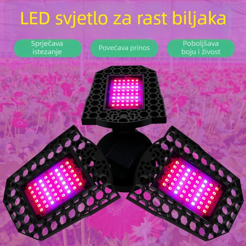 LED lampa za rast biljaka s sklopnim dizajnom, 144 LED, 1600 lm, 85–265 V, vijek trajanja 10.000 h