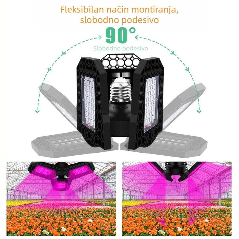 LED lampa za rast biljaka s sklopnim dizajnom, 144 LED, 1600 lm, 85–265 V, vijek trajanja 10.000 h