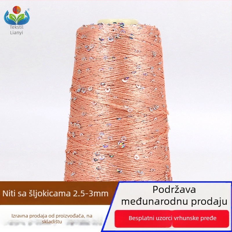 Ozdobna pređa s perlicama – ring-spun, cilindrični oblik, za tkanje, UG marka