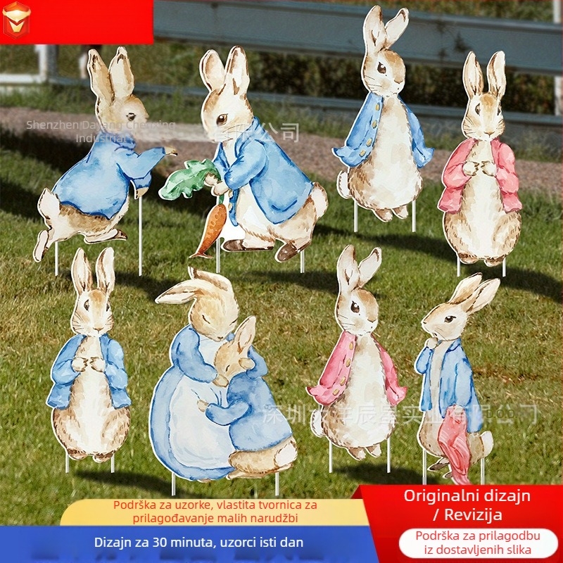 Uskrsni zec na kolcu – znak za vanjsku dekoraciju dvorišta - retro stil, Ocean brend