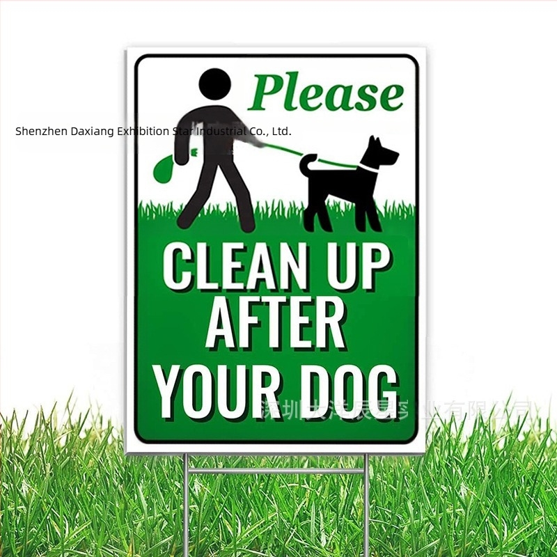 Vanjski dvostrani upozoravajući znak za travnjak: zabranjeno mokrenje i defekiranje pasa, za čišćenje izmeta pasa; proizvedeno u Kini