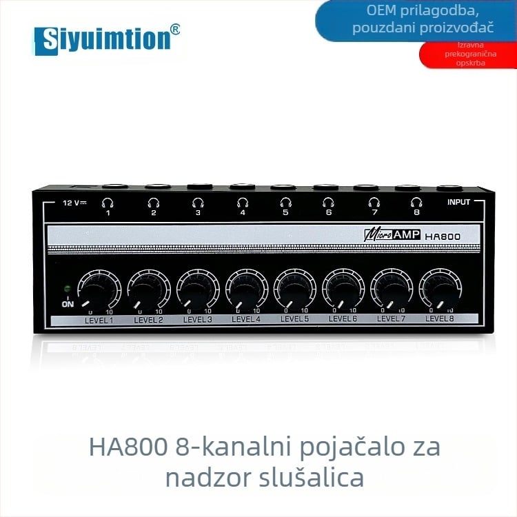 HA800 8-kanalni monitorni pojačivač za slušalice i razdjelnik signala, ulaz 1 / izlaz 8