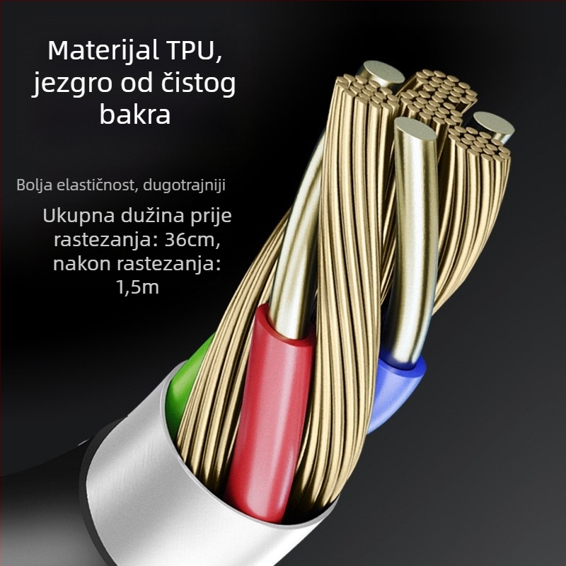 TYPE-C kabel s brzim punjenjem, TPU, 66W, s jednim krajem