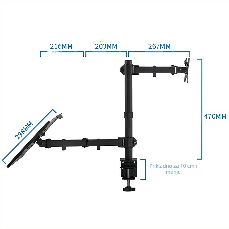 Yan Ercheng MD6432TP003 - Držač za prijenosno računalo sa dvostrukim zaslonom i rotirajućom pločom za tipkovnicu