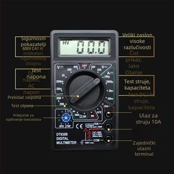 Digitalni višemetar DT830B – stolni multimetar, CE certifikat, spremanje podataka, automatsko isključivanje, model 830B