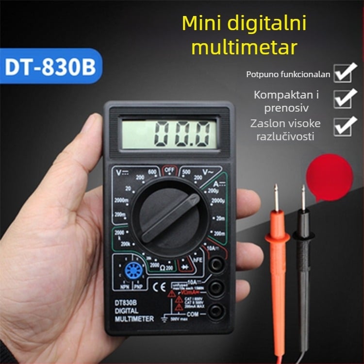 Digitalni višemetar DT830B – stolni multimetar, CE certifikat, spremanje podataka, automatsko isključivanje, model 830B