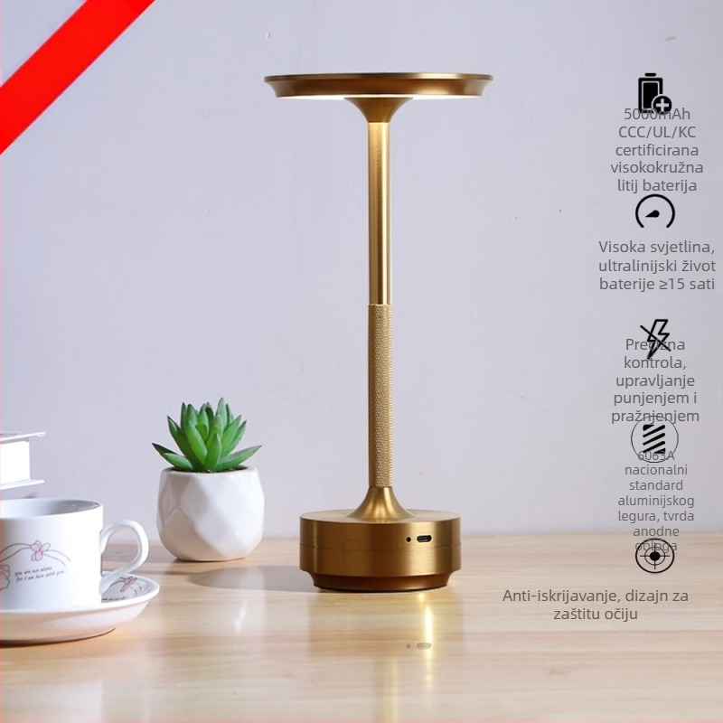 LED stolna lampica s punjenjem, prilagodljivim ambijentalnim svjetlom i noćnim svjetlom | aluminij, model JT63-201, Wise Lighting, stil Luksuz, CE certifikat