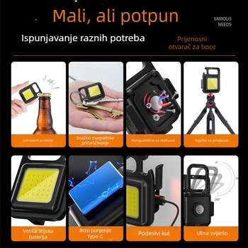Lanterna za ključe s punjivom LED diodom, prijenosno radno svjetlo za dom i na otvorenom