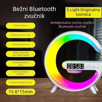 Bluetooth zvučnik, pametna lampica, budilnik s osvjetljenjem, bežično punjenje - 4W LED