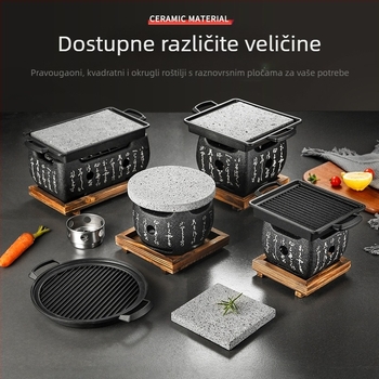 Boyue vulkanska kamen kvadratna ploča za roštilj s kanalom za ulje, japanskog stila visoko temperaturna kamena ploča za roštilj, izolacija