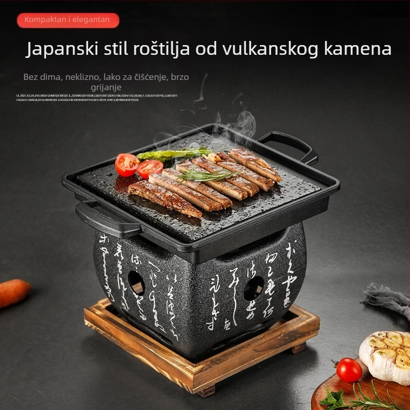 Boyue vulkanska kamen kvadratna ploča za roštilj s kanalom za ulje, japanskog stila visoko temperaturna kamena ploča za roštilj, izolacija