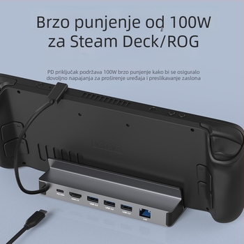 Steam Deck prijenosna docking stanica za konzolu s HDMI, gigabitnim Ethernetom i USB 3.0