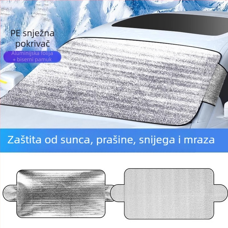 Pokrov prednjeg stakla automobila od perlaste vate, debeli dizajn, vodootporan i toplinska izolacija, montaža karticom