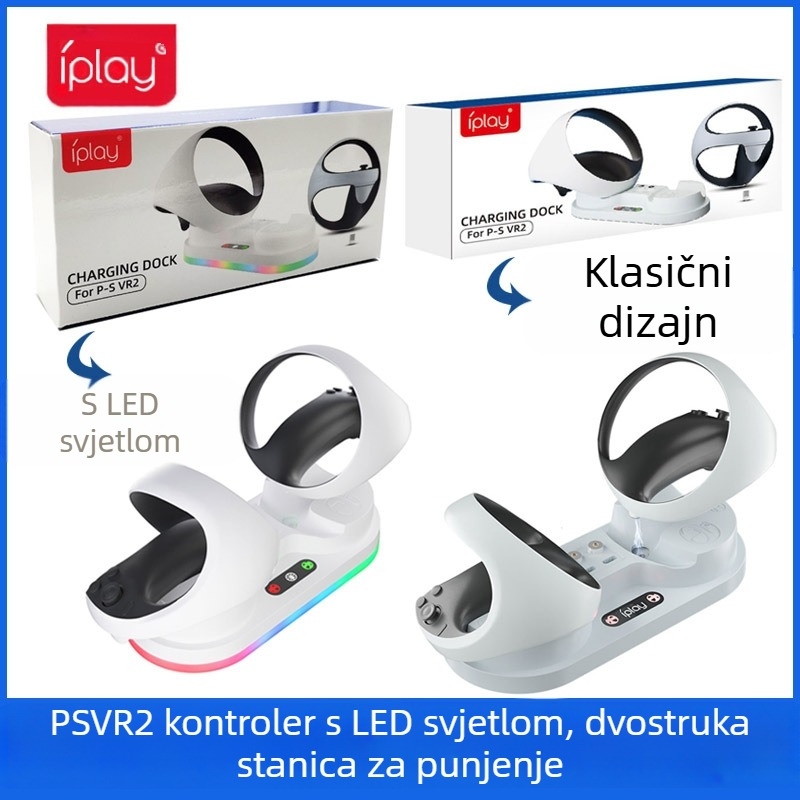 PS5 VR2 kontroler s LED indikacijom napajanja - prijenosna dvostruka stanica za punjenje PS VR2, model HBP-6479