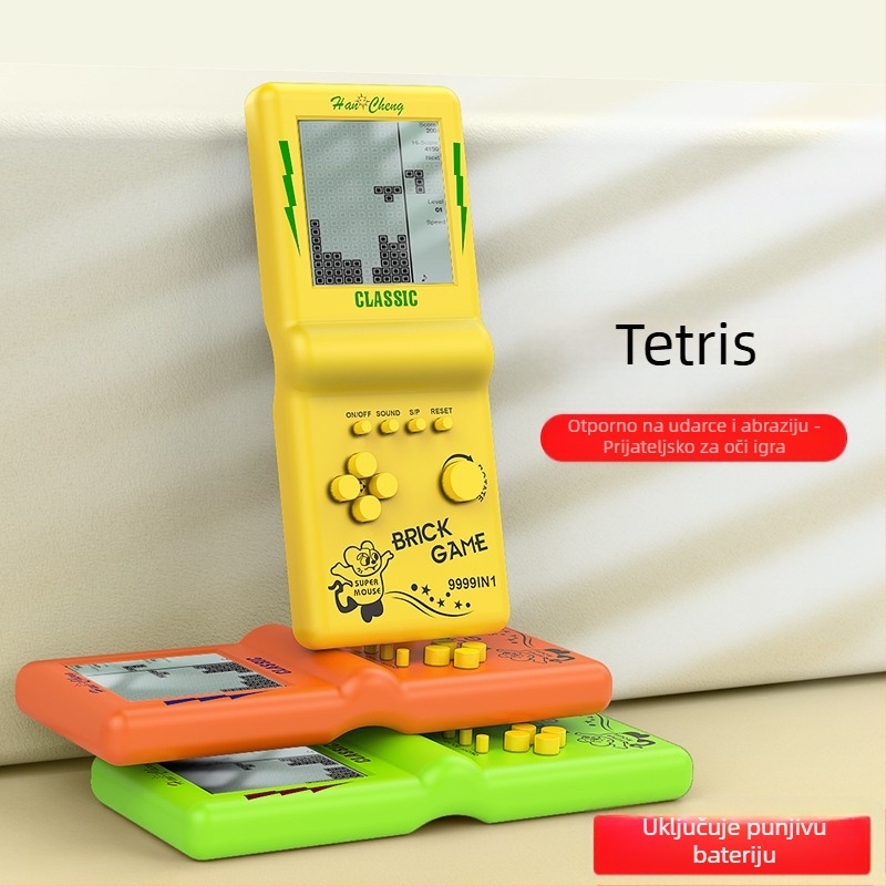 Retro ručna konzola za igre s Tetrisom, 256 MB memorije, za jednog igrača, nostalgičan dizajn, težina 150 g