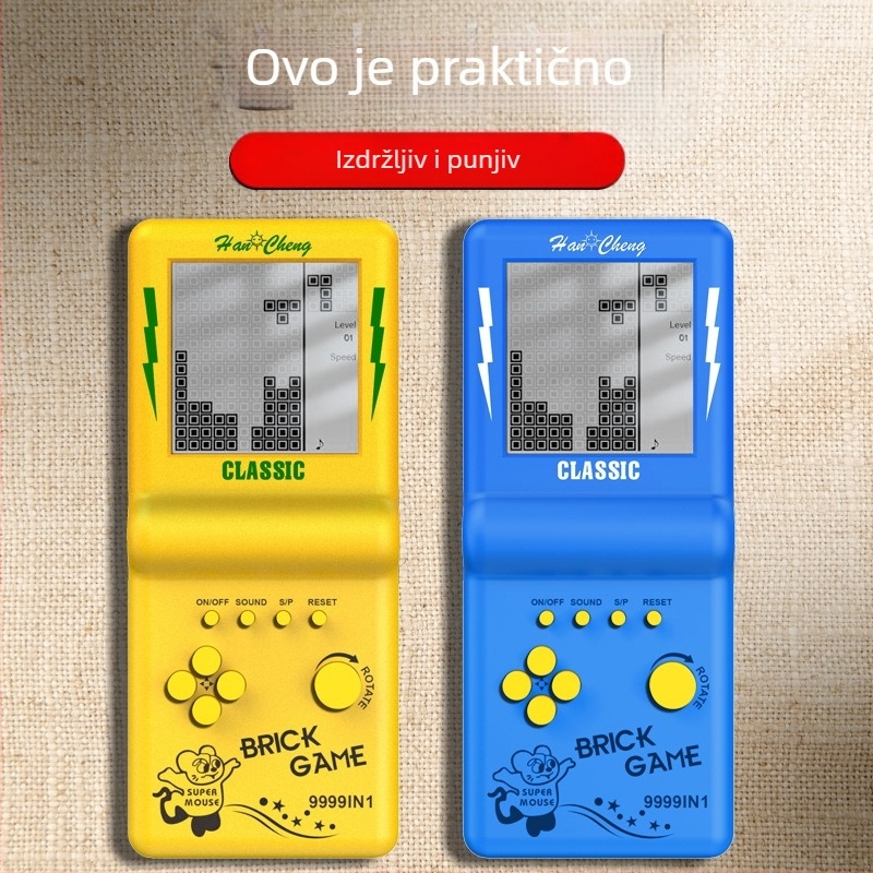 Retro ručna konzola za igre s Tetrisom, 256 MB memorije, za jednog igrača, nostalgičan dizajn, težina 150 g