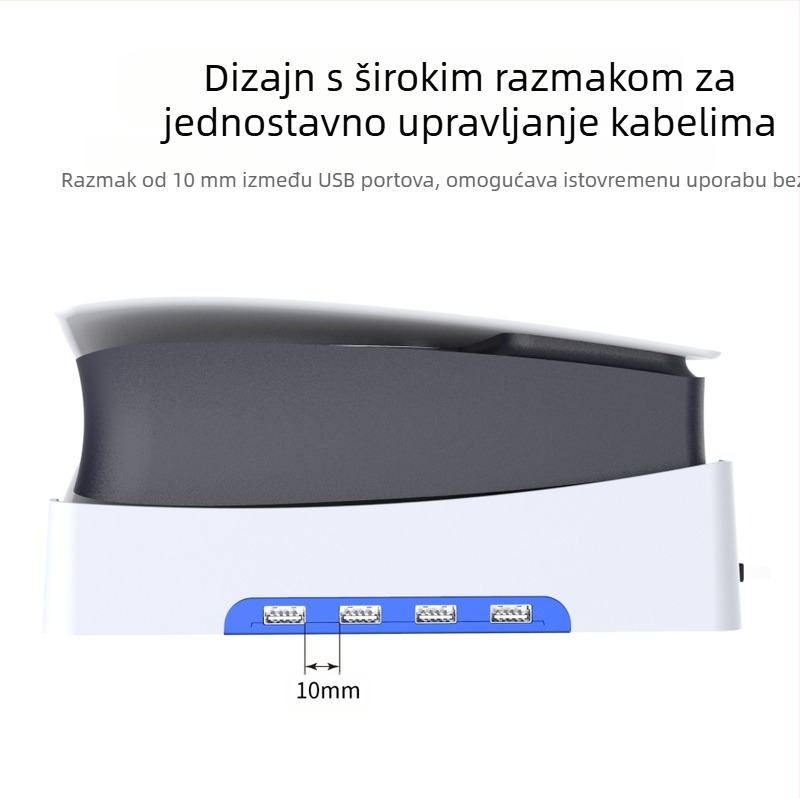 PGTECH PS5 Slim horizontalni stalak s 4 USB 2.0 porta