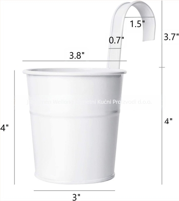 Lonac za cvijeće od željeza, zidni i viseći tip, galvanizirani metal, završna obrada u prahu