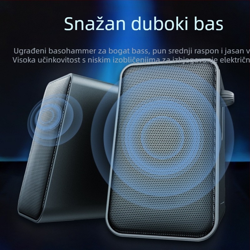 CO712 2.0 računala zvučnici za stolno i prijenosno računalo, USB + 3.5 mm ulaz, 60Hz-15kHz, 10W izlaz, SNR ≥75dB