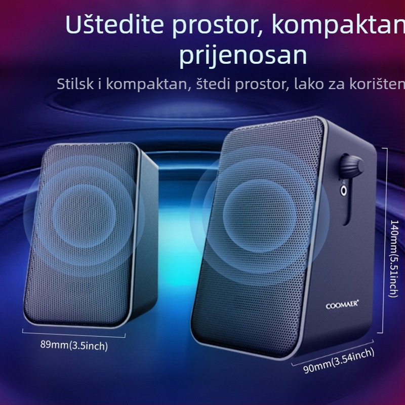 CO712 2.0 računala zvučnici za stolno i prijenosno računalo, USB + 3.5 mm ulaz, 60Hz-15kHz, 10W izlaz, SNR ≥75dB