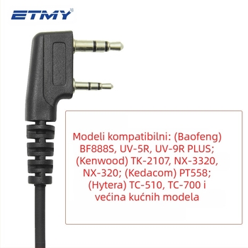 Žično in-ear slušalica za radijsku postaju, 3,5 mm pravilan utikač, mikrofon, kabel 152,4 cm