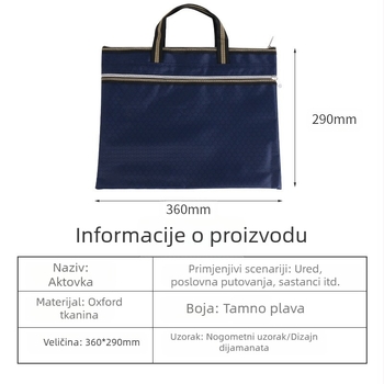 Prijenosna torba za dokumente od Oxford tkanine sa zatvaračem, torba za konferencije i dokumente, organizator za pohranu, tisak logotipa