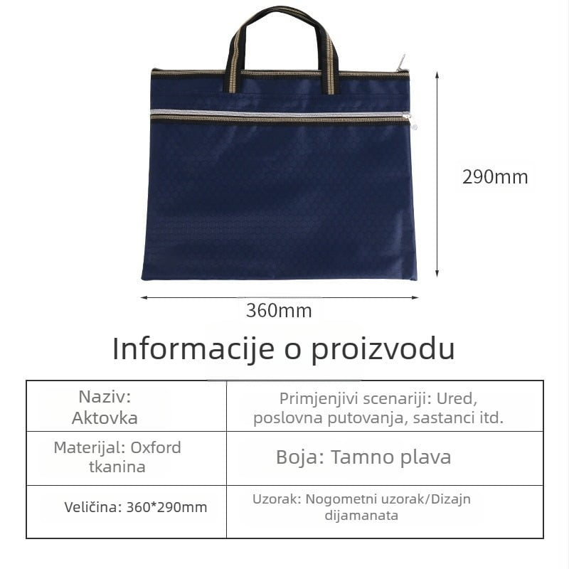 Prijenosna torba za dokumente od Oxford tkanine sa zatvaračem, torba za konferencije i dokumente, organizator za pohranu, tisak logotipa