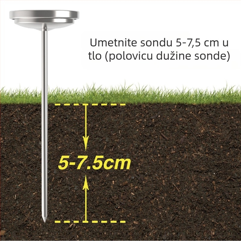 Termometar za tlo od nehrđajućeg čelika za vrt, vodootvoren, bez baterije, raspon 0–30°C, rezolucija 2,5°C, Kaitai KT