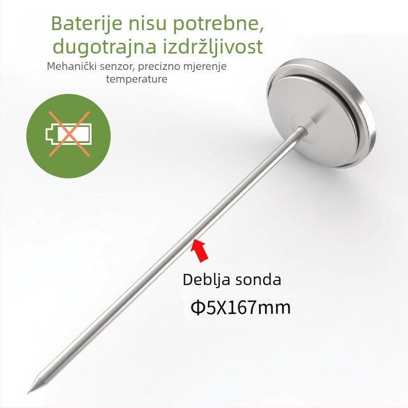 Termometar za tlo od nehrđajućeg čelika za vrt, vodootvoren, bez baterije, raspon 0–30°C, rezolucija 2,5°C, Kaitai KT