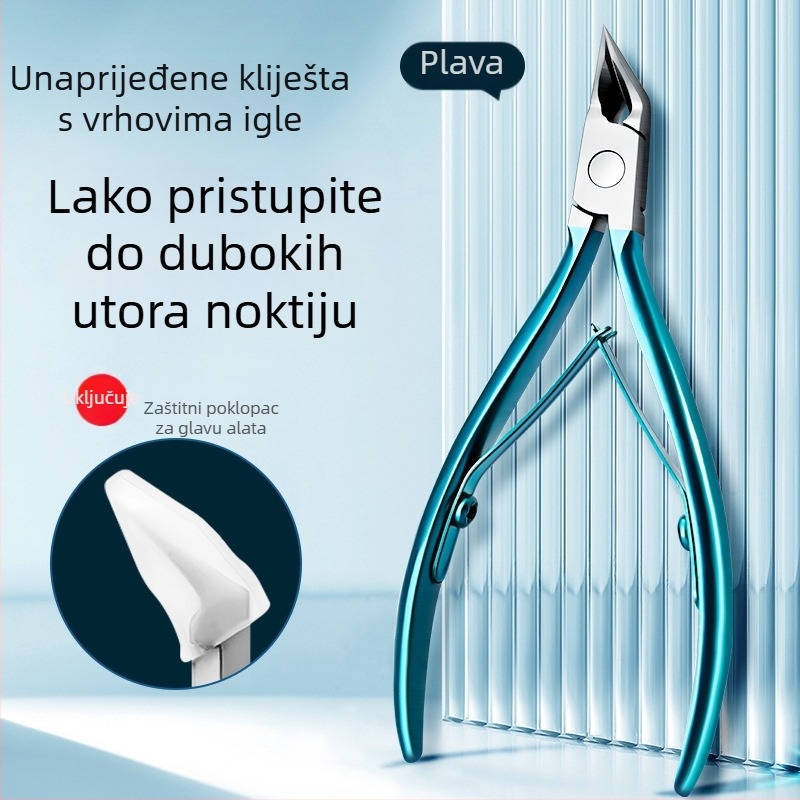 Nerđajuće čelične pedikurne kliješta za nokte sa šikmim ustima i oštrim vrhom, za uklanjanje mrtve kože i zarastajućih noktiju, prijenosni ravni dizajn