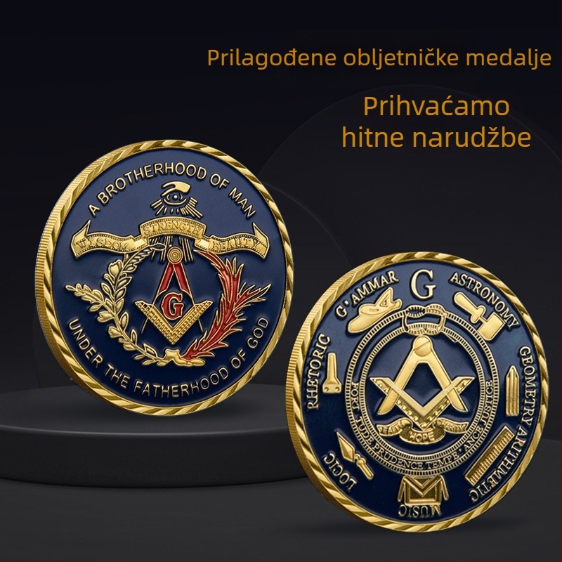 Europska masona bratovna memorijalna kovanica, materijal željezo, univerzalna upotreba, pojedinačno pakirana u PP vrećici s plastičnim kućištem