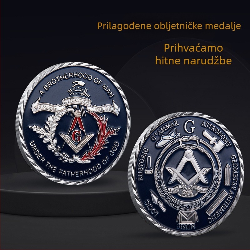 Europska masona bratovna memorijalna kovanica, materijal željezo, univerzalna upotreba, pojedinačno pakirana u PP vrećici s plastičnim kućištem