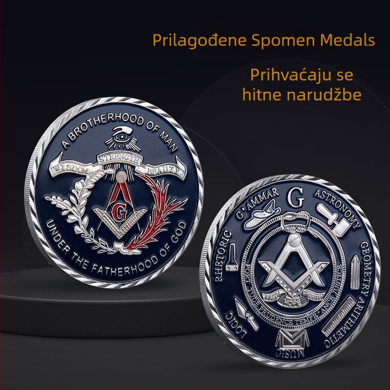 Europska masona bratovna memorijalna kovanica, materijal željezo, univerzalna upotreba, pojedinačno pakirana u PP vrećici s plastičnim kućištem