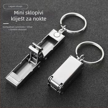 Klešta za nokte – mini sklopive, prenosne, od nehrđajućeg čelika, s ploskim čeljustima