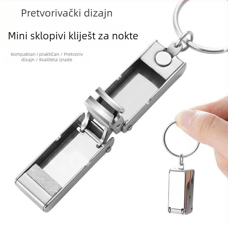 Klešta za nokte – mini sklopive, prenosne, od nehrđajućeg čelika, s ploskim čeljustima